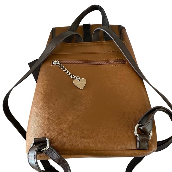 NWOT AURIELLE By CarryLand Leather Tan & Brown Backpack - Picture 2 of 7